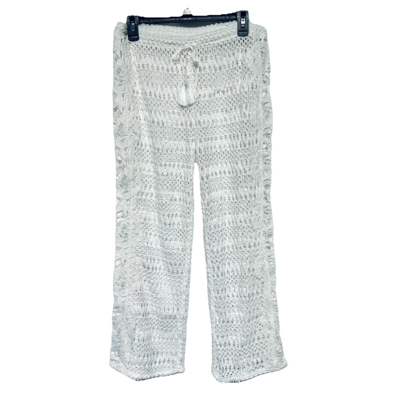Victorias Secret White Crochet Pants Women's Size Large Swim Cover Up Pants